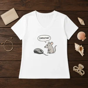 Awesome Impistor Mouse V Neck Shirt in black, featuring a modern slim fit and soft fabric
