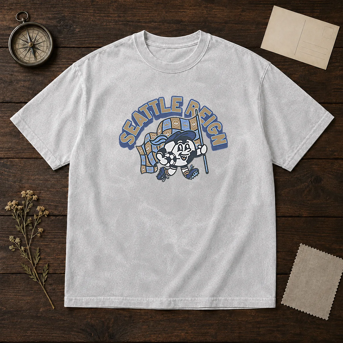 Awesome Kid'S Seattle Reign Soccer Player Blue Washed T Shirt featuring soft, vintage-washed fabric and vibrant blue color