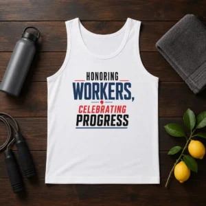 Awesome Labour Day Celebration Honoring Workers Minimalist Tank Top in white, sleeveless casual wear