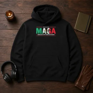 Awesome MAGA Mexicans Ain'T Going Anywhere Mexican Flag Parody Hoodie