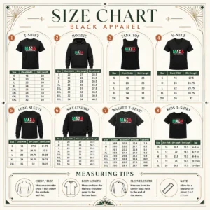 Size chart for Awesome MAGA Mexicans Ain'T Going Anywhere Mexican Flag Parody with measurements in inches and cm