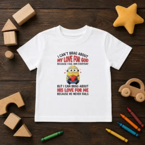 Awesome Minion I Cant Love For God Brag About My Because I Fail Him Everyday But I Can Brag About Kids T-Shirt