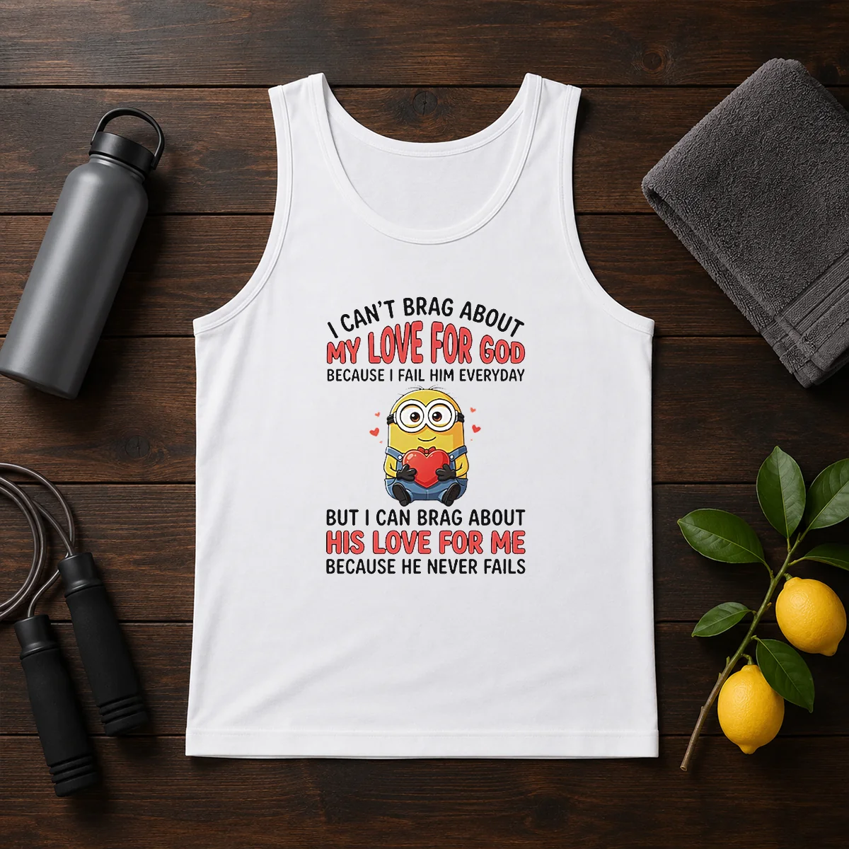 Awesome Minion I Cant Love For God Brag About My Because I Fail Him Everyday But I Can Brag About Tank Top