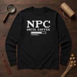Awesome NPC Until Coffee Loading Gamer Caffeine Long Sleeve Shirt