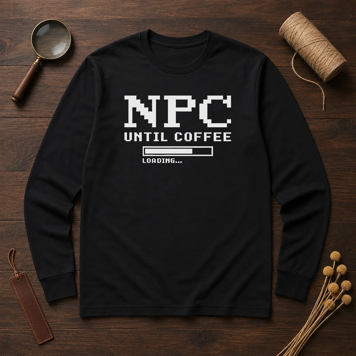 Awesome NPC Until Coffee Loading Gamer Caffeine Long Sleeve Shirt