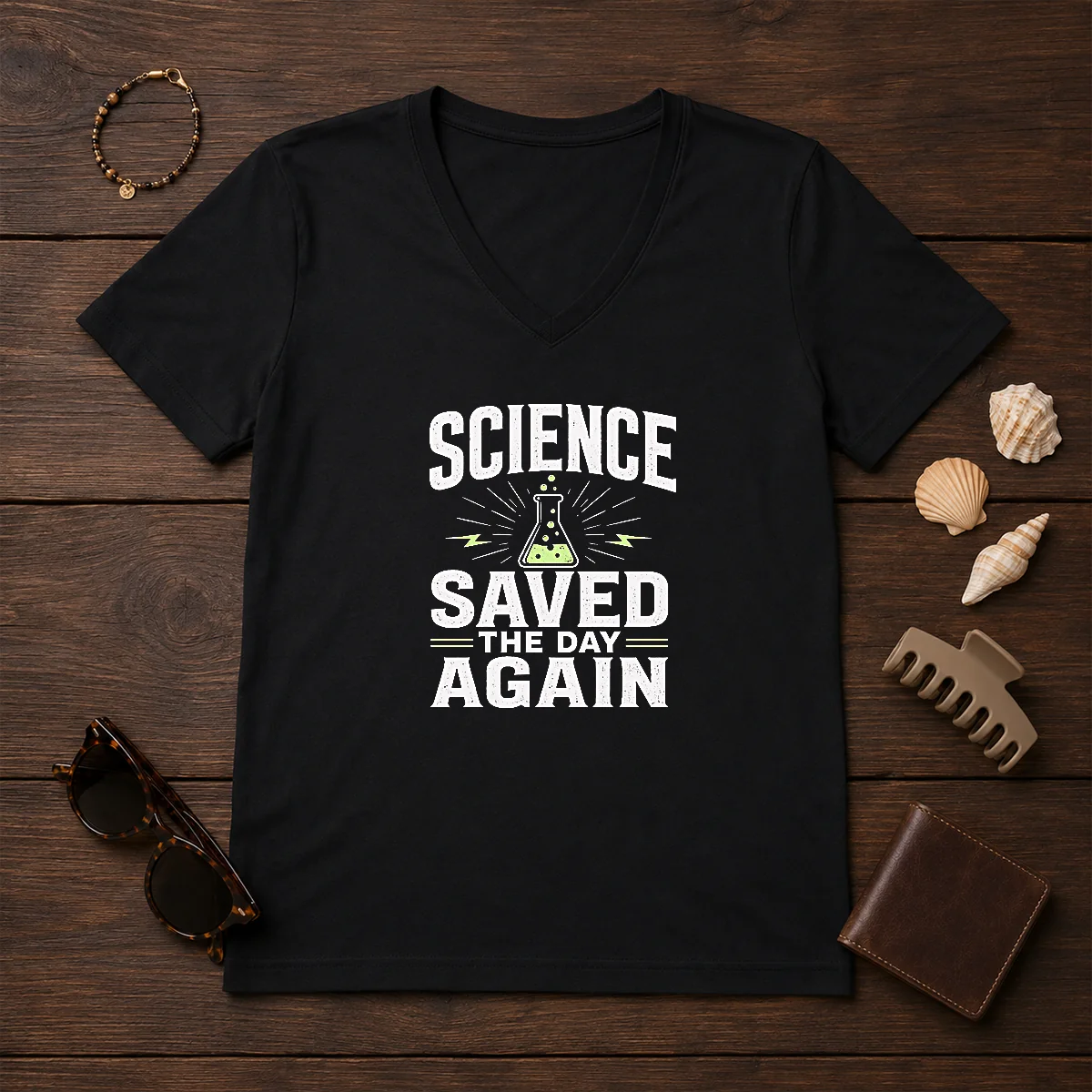 Awesome Science Saved The Day Again V-Neck Shirt Awesome Science Saved The Day Again V-Neck Shirt