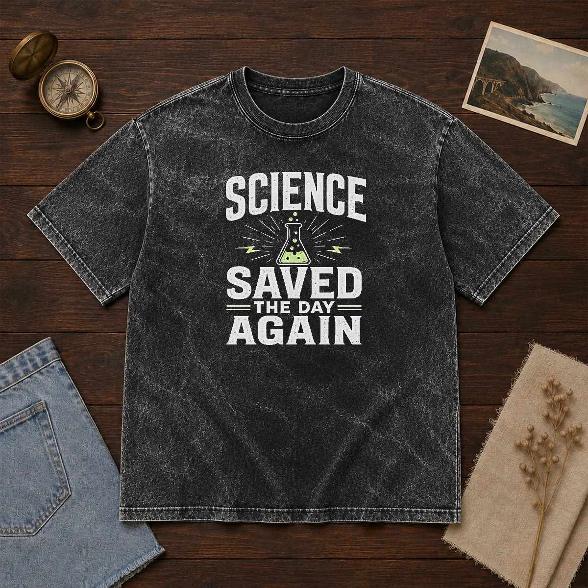 Awesome Science Saved The Day Again Geek Washed T-Shirt