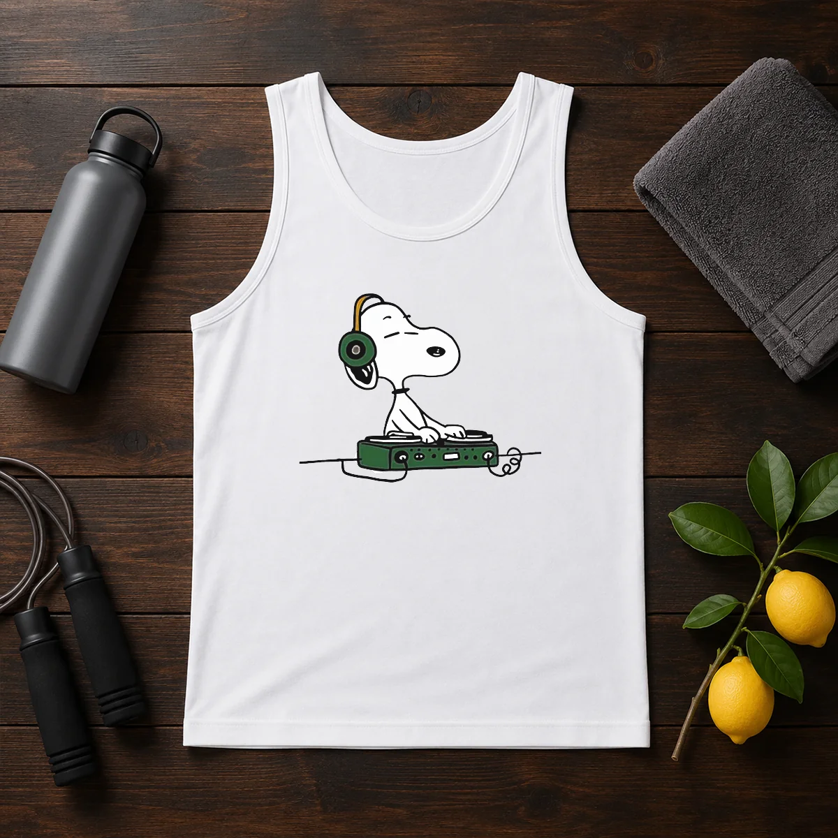 Awesome Snoopy Peanuts Playing DJ Tank Top