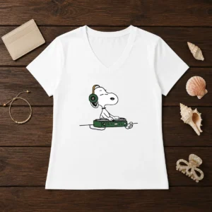 Awesome Snoopy Peanuts Playing DJ V-Neck Shirt