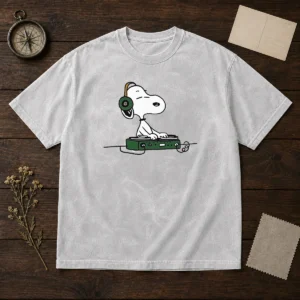 Awesome Snoopy Peanuts Playing DJ Washed T-Shirt