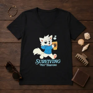 Awesome Surviving Not Thriving Furry V-Neck Shirt