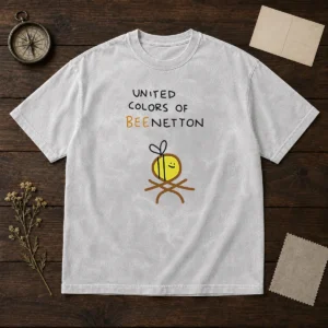 Awesome United Colors Of Bee Netton Bee Logo Washed T Shirt front view on soft fabric