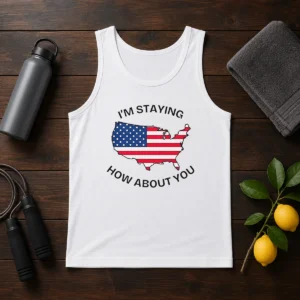 Awesome United States I'M Staying How About You Patriotic American Flag Tank Top