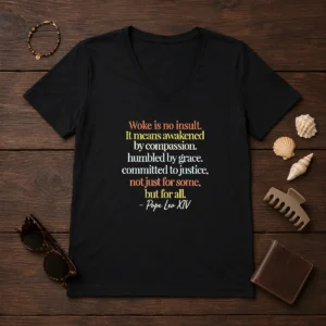 Awesome Woke Is No Insult Pope Leo XIV Quote V-Neck Shirt