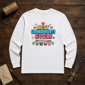 Funny Best Grandparents Ever Pixel For Family Love Long Sleeve Shirt
