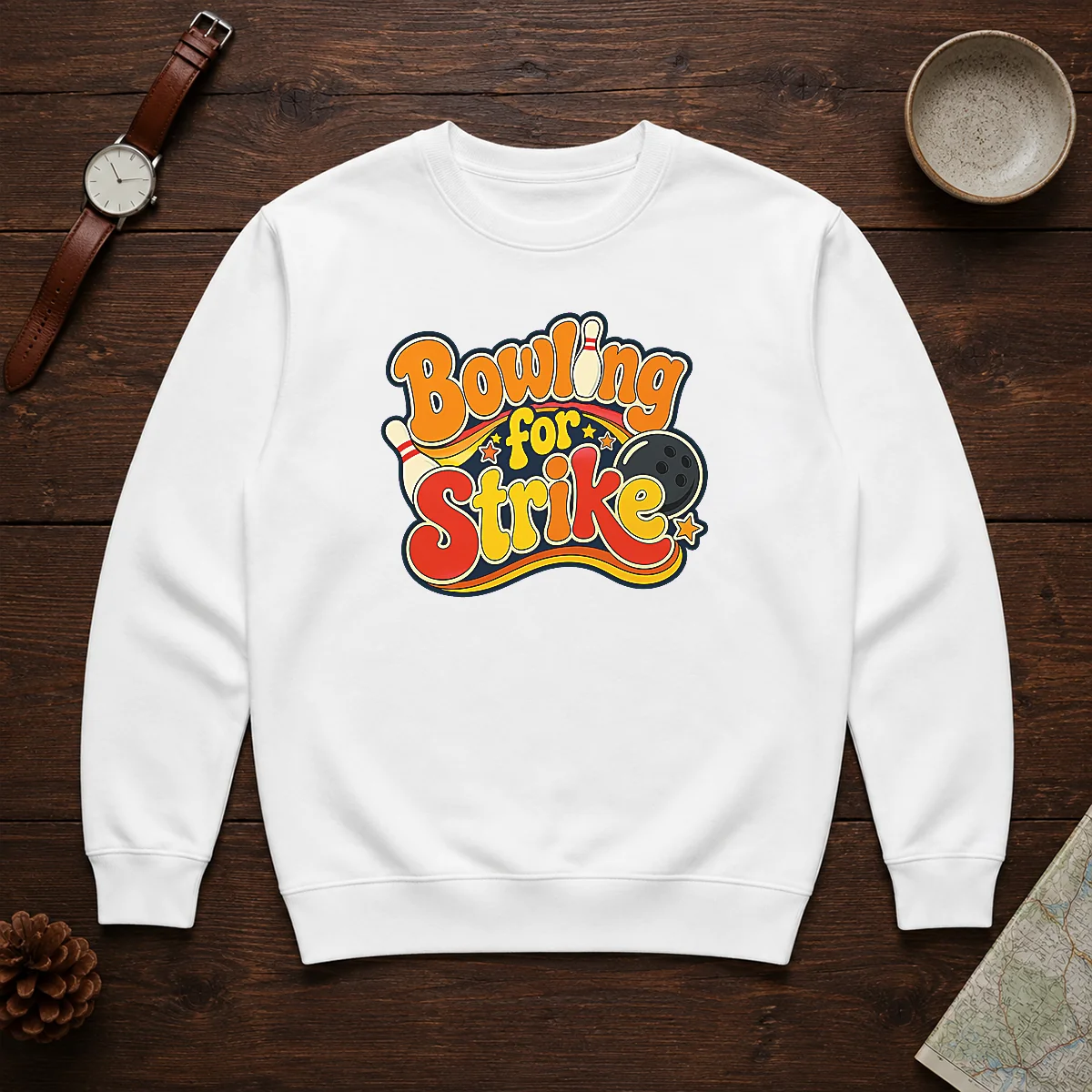 Funny Bowling For Strike Groovy Retro Sweater