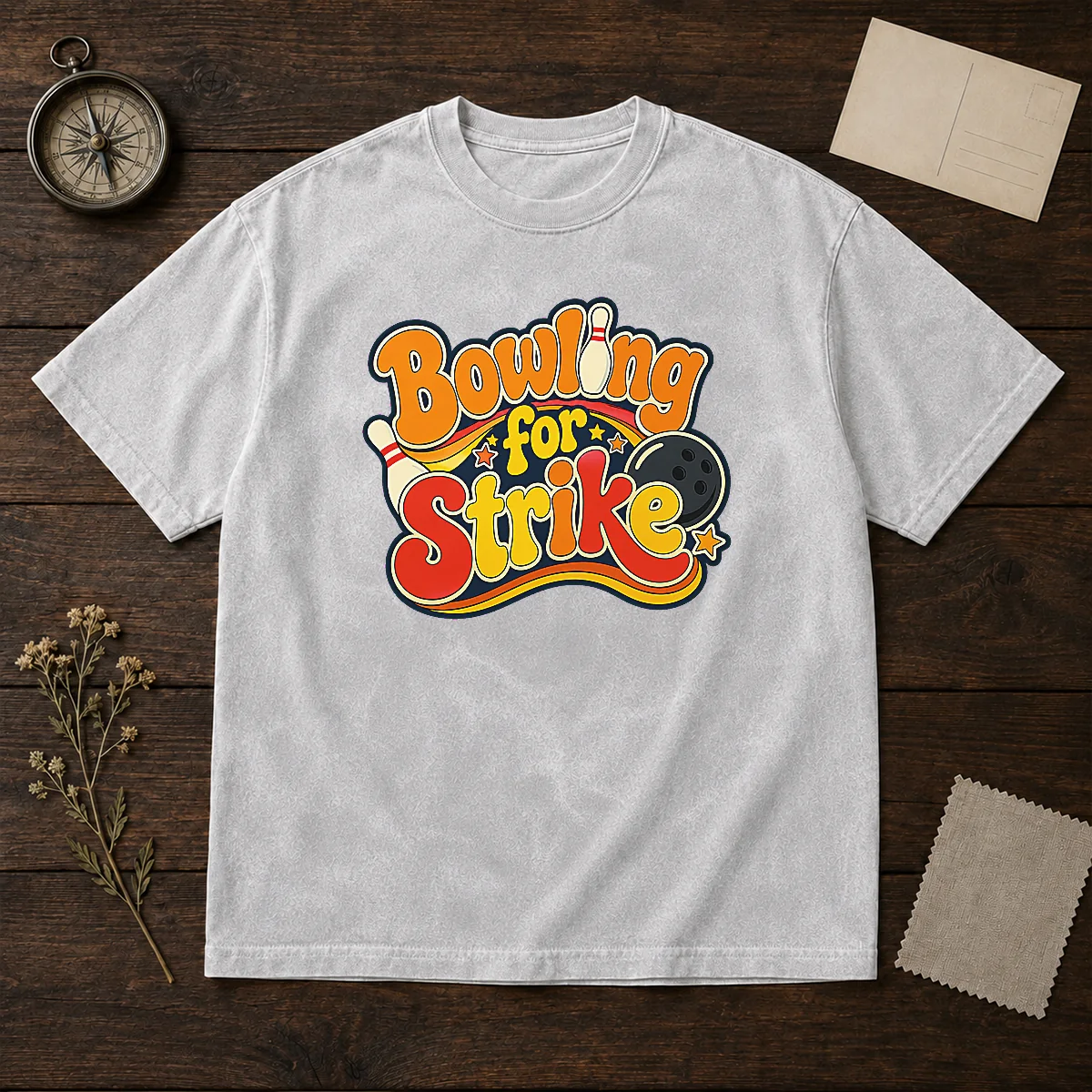 Funny Bowling For Strike Groovy Retro Washed T-Shirt