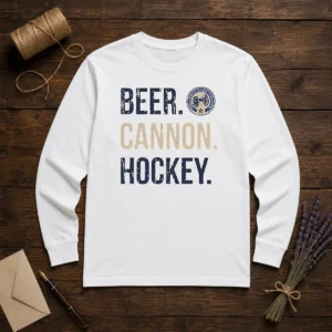 Funny Columbus Blue Jackets Beer Cannon Hockey Long Sleeve Shirt
