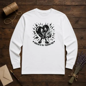 Funny Dopamine Addicted To You Silhouette Love Long Sleeve Shirt with heart and silhouette graphic