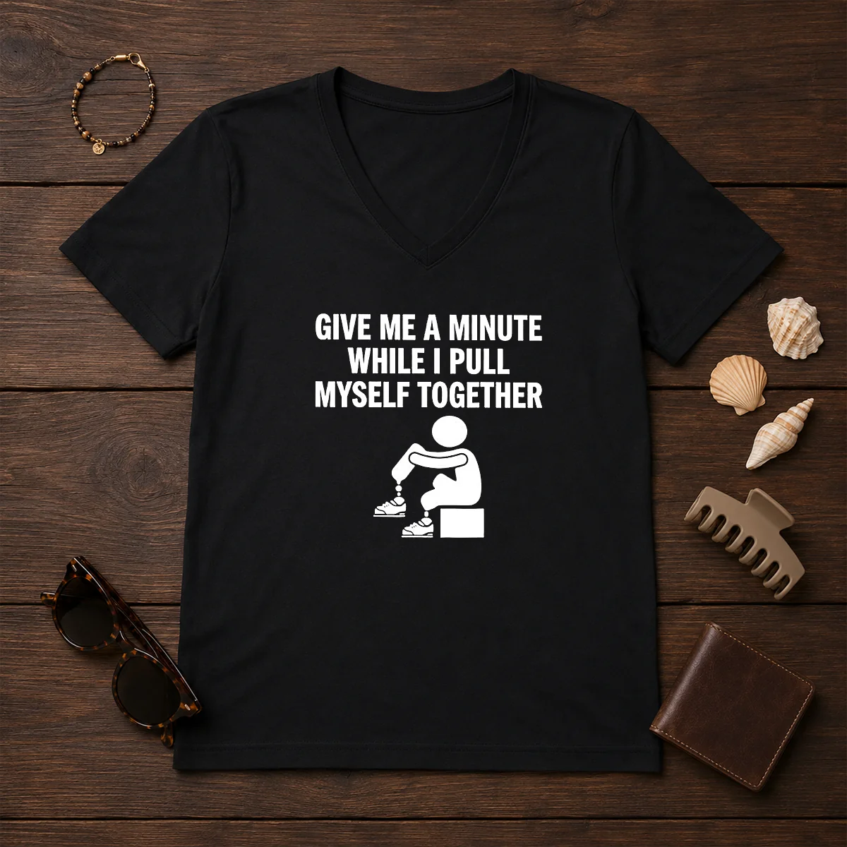 Funny Give Me A Minute While V-Neck Shirt Funny Give Me A Minute While V-Neck Shirt