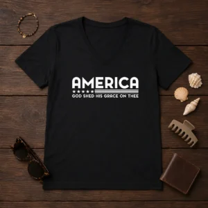 Funny God Shed His Grace On Thee V-Neck Shirt