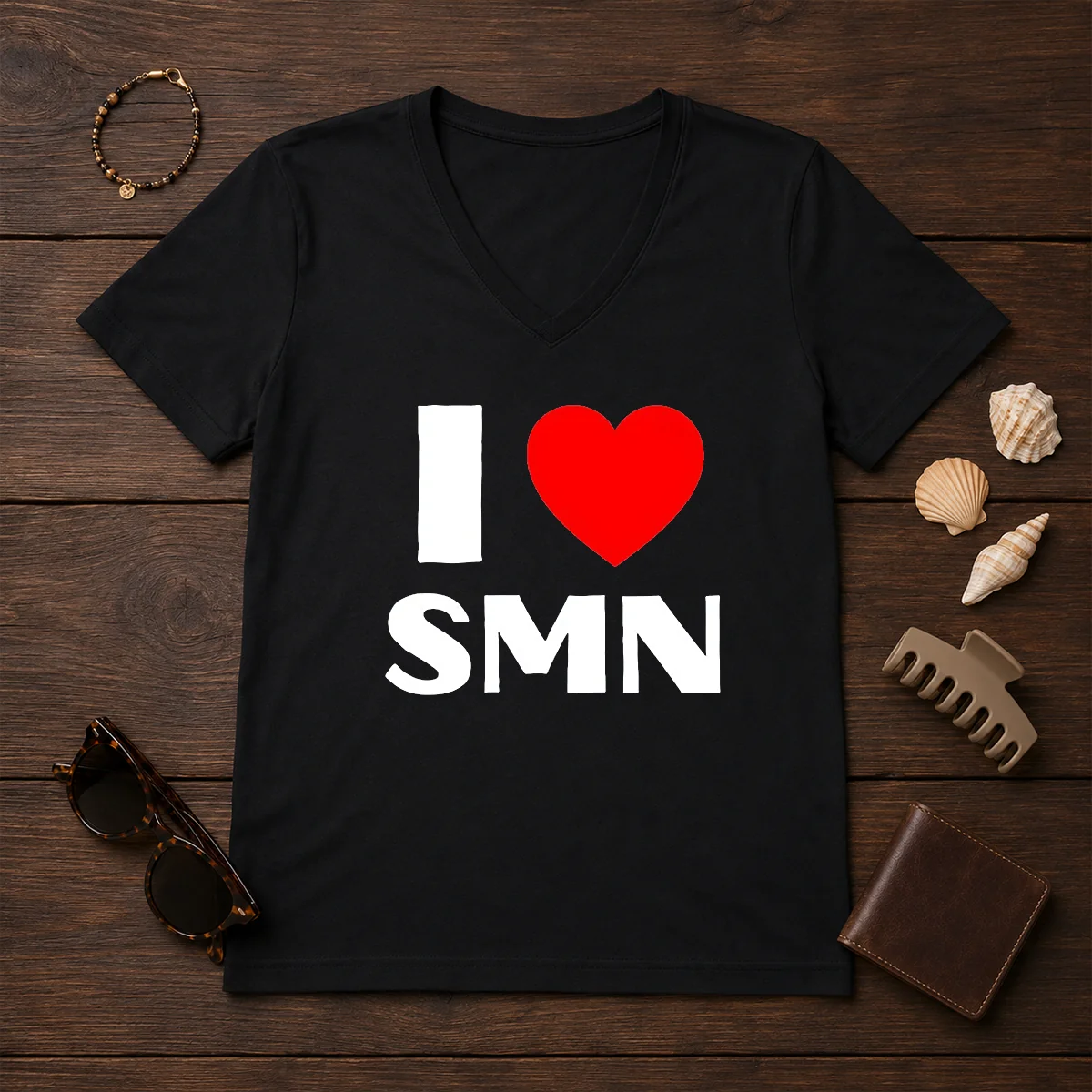 Funny I Love SMN V-Neck Shirt Funny I Love SMN V-Neck Shirt
