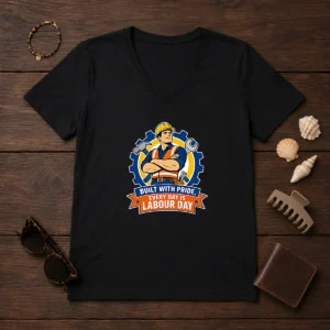Funny Labour Day Proud Worker Vector Shirt For Hardworking Fans V-Neck Shirt
