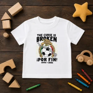 Funny Mexico National Football Team 1994 2026 The Curse Is Broken Por Fin Kids T-Shirt