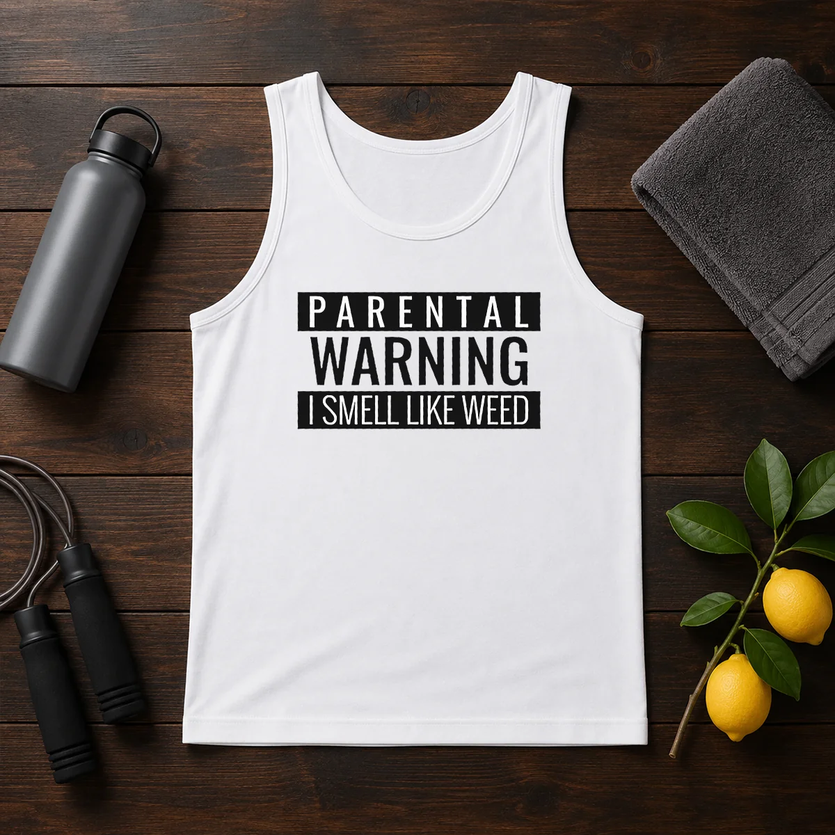 Funny Parental Warning I Smell Like Weed Tank Top