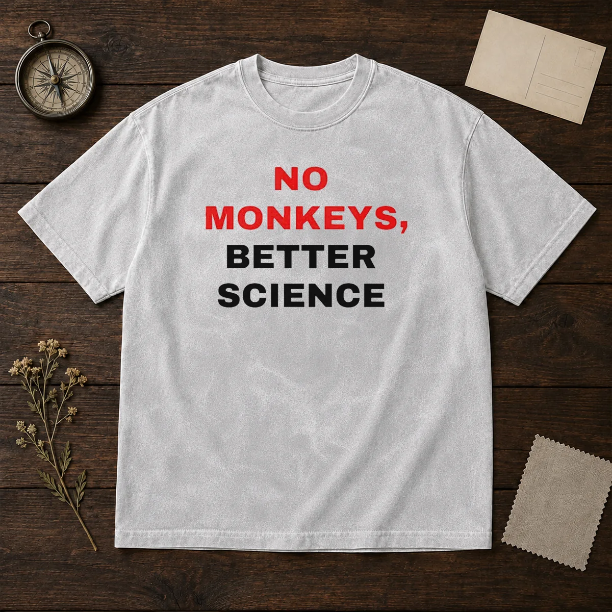 Funny Peta No Monkeys Better Science Washed T-Shirt