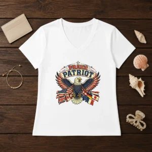 Funny Proud Patriot Vintage Shirt With Soaring Eagle V-Neck Shirt