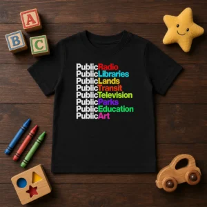 Funny Public Radio Libraries Lands Transit Television Parks Education Art Kids T-Shirt