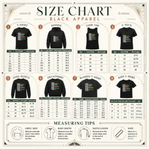 Size chart for Funny Public Radio Libraries Lands Transit Television Parks Education Art showing measurements in inches and cm