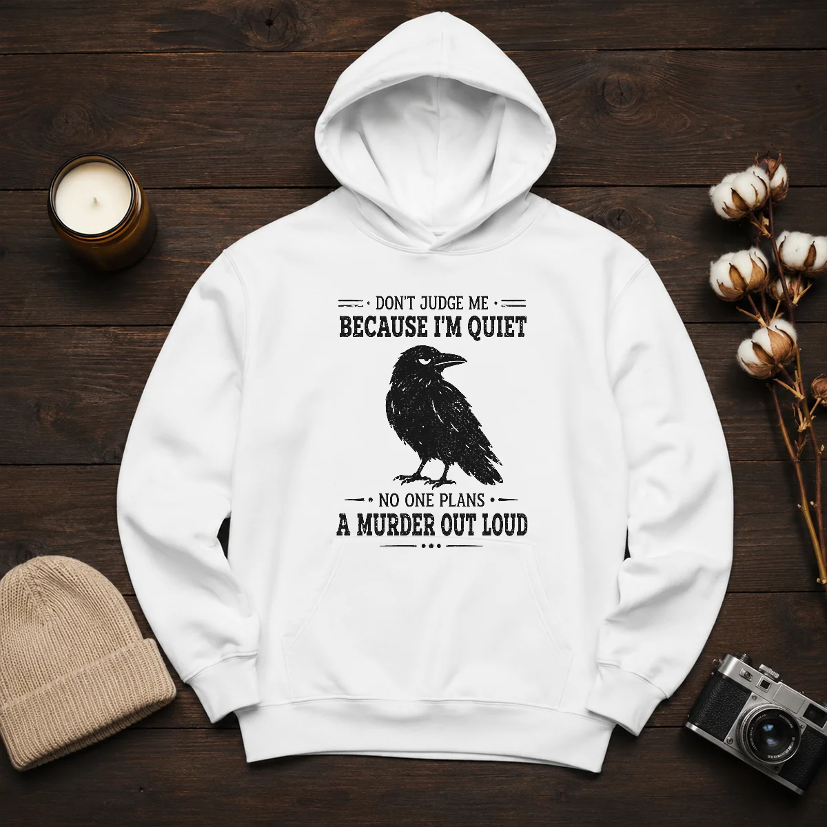 Funny Sarcastic Quiet Raven Introvert Dark Humor Geek Hoodie