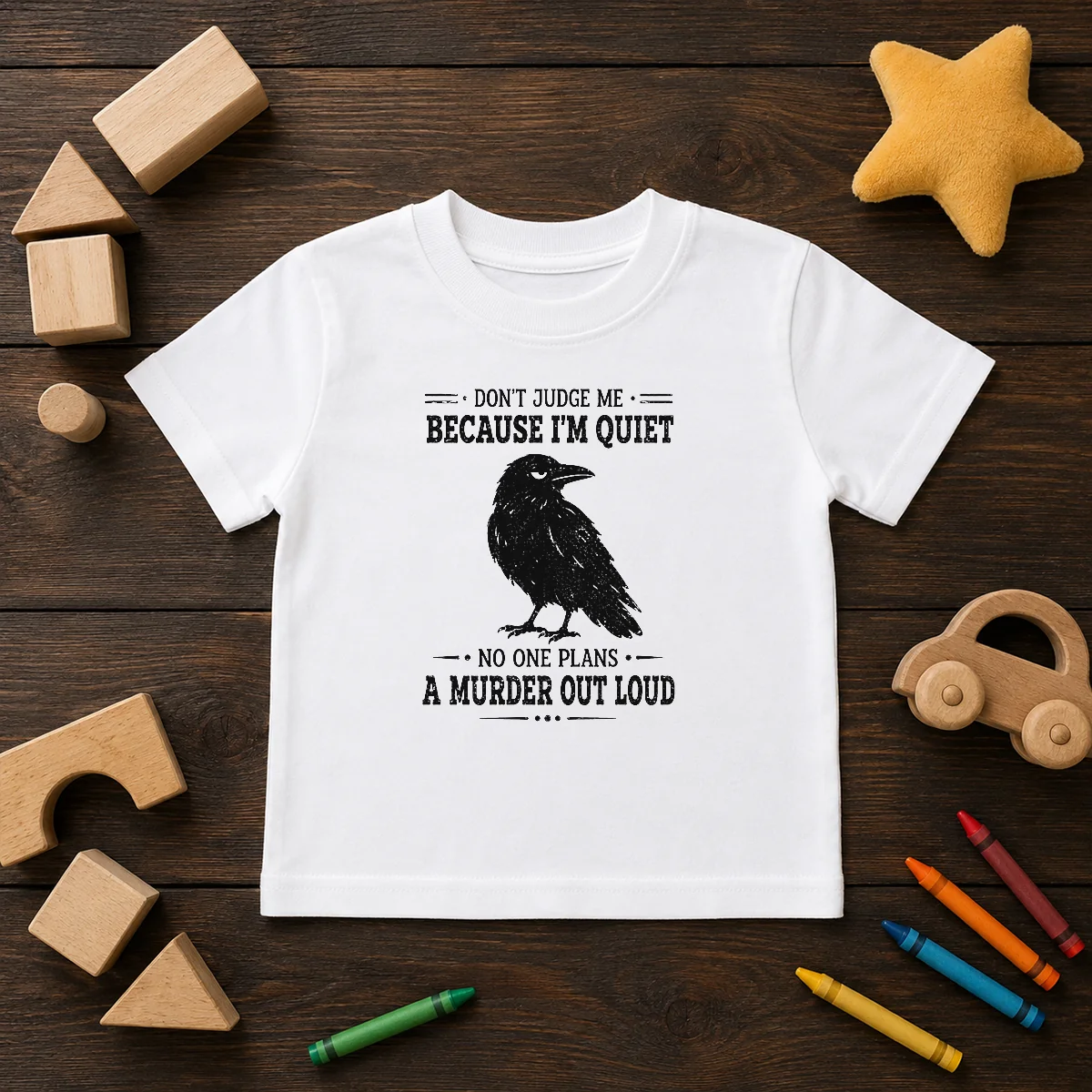Funny Sarcastic Quiet Raven Introvert Dark Humor Geek Kids T-Shirt