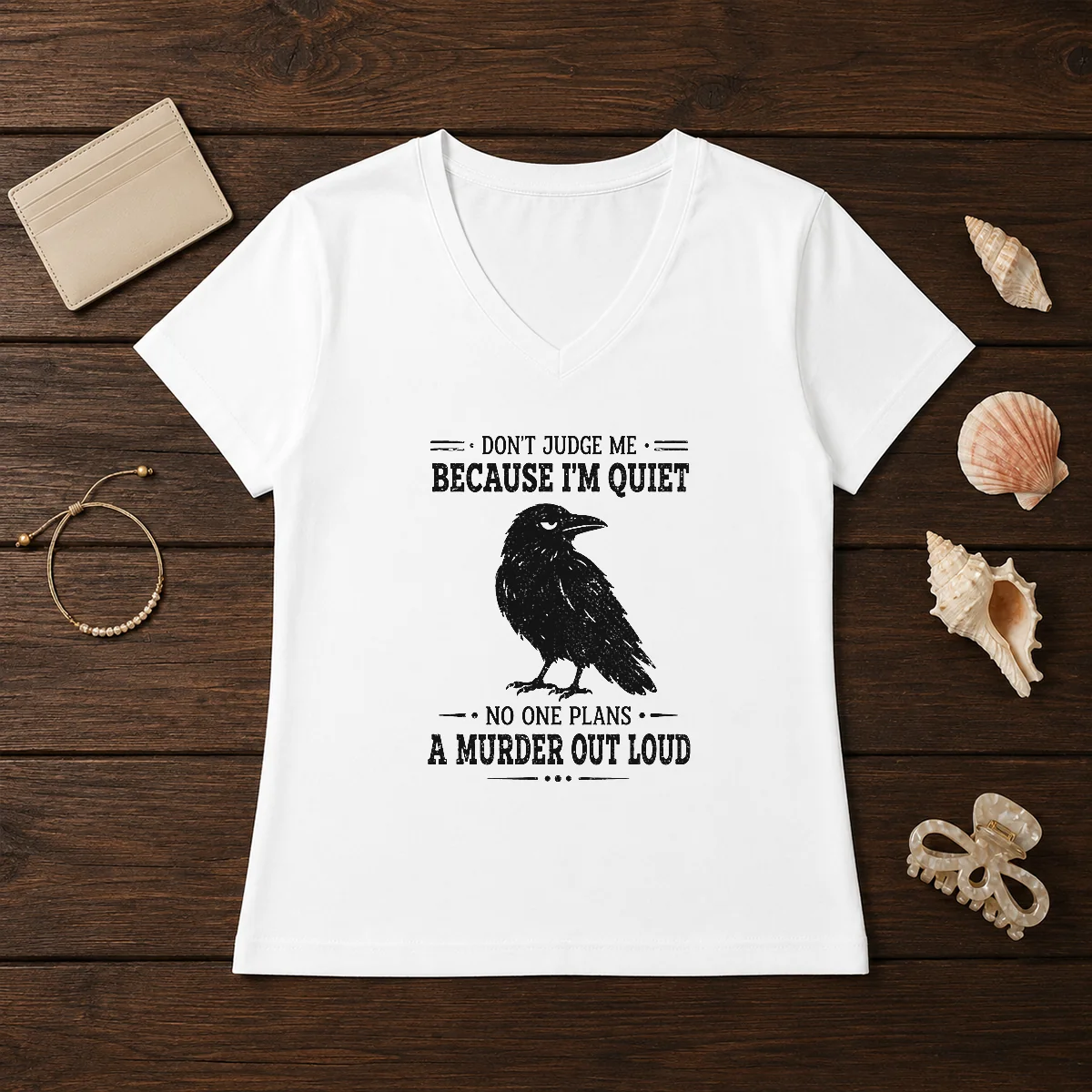 Funny Sarcastic Quiet Raven Introvert Dark V-Neck Shirt Funny Sarcastic Quiet Raven Introvert Dark V-Neck Shirt