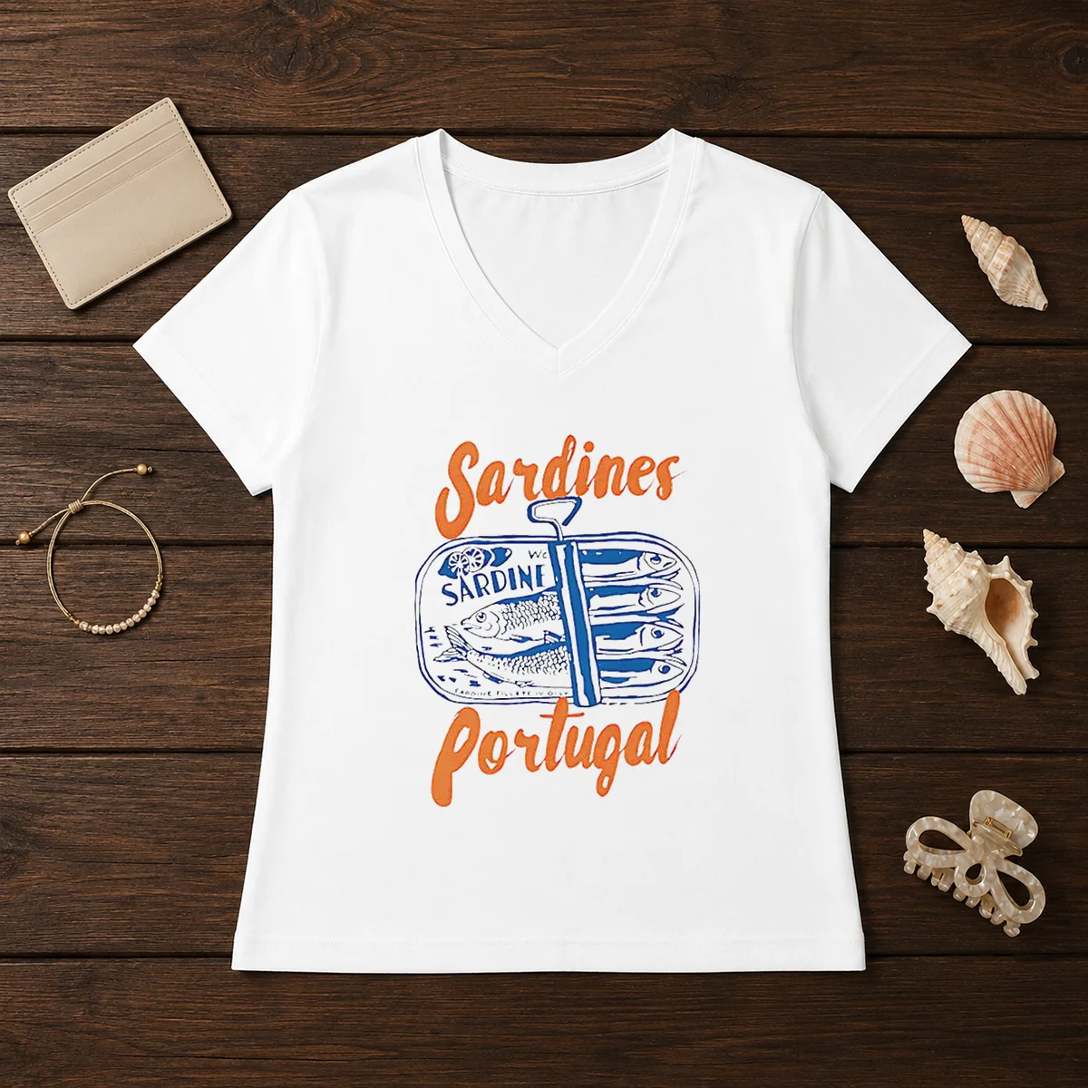 Funny Sardines Portugal Sardine Sardine Fillete V-Neck Shirt Funny Sardines Portugal Sardine Sardine Fillete V-Neck Shirt