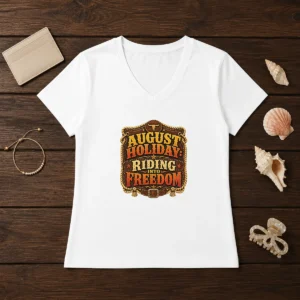 Good August Holiday Western Freedom Ride V-Neck Shirt