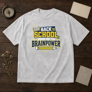 Good Back To School Brainpower Typography Washed T-Shirt