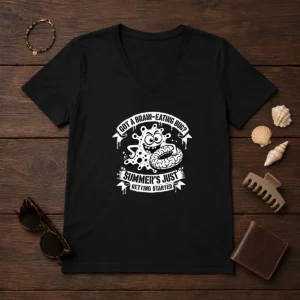Good Brain Eating Bug Summer Stencil V-Neck Shirt