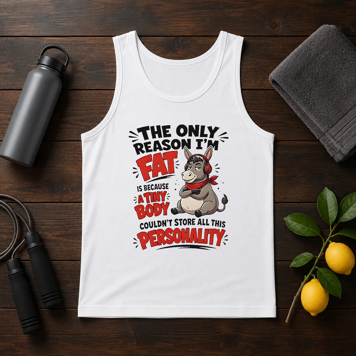 Good Donkey The Only Reason I'M Fat Is Because A Tiny Body Couldn'T All This Personality Tank Top