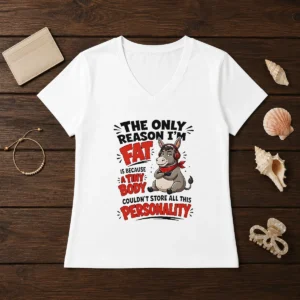 Good Donkey The Only Reason I'M Fat Is Because A Tiny Body Couldn'T All This Personality V-Neck Shirt