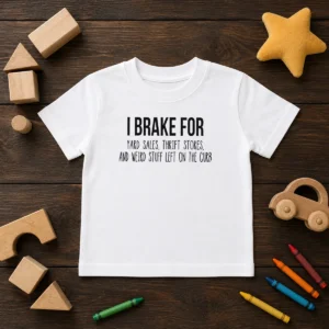 Good I Brake For Yard Sales Thrift Stores And Weird Stuff Left On The Curb Kids T-Shirt