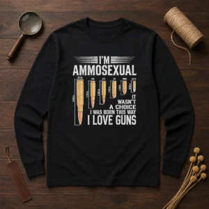 Good I'M Ammosexual I Love Guns Bullet Caliber Chart Long Sleeve Shirt