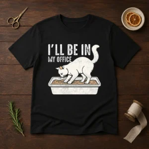 Good I Will Be In My Office Funny Cat Meme Litter Box