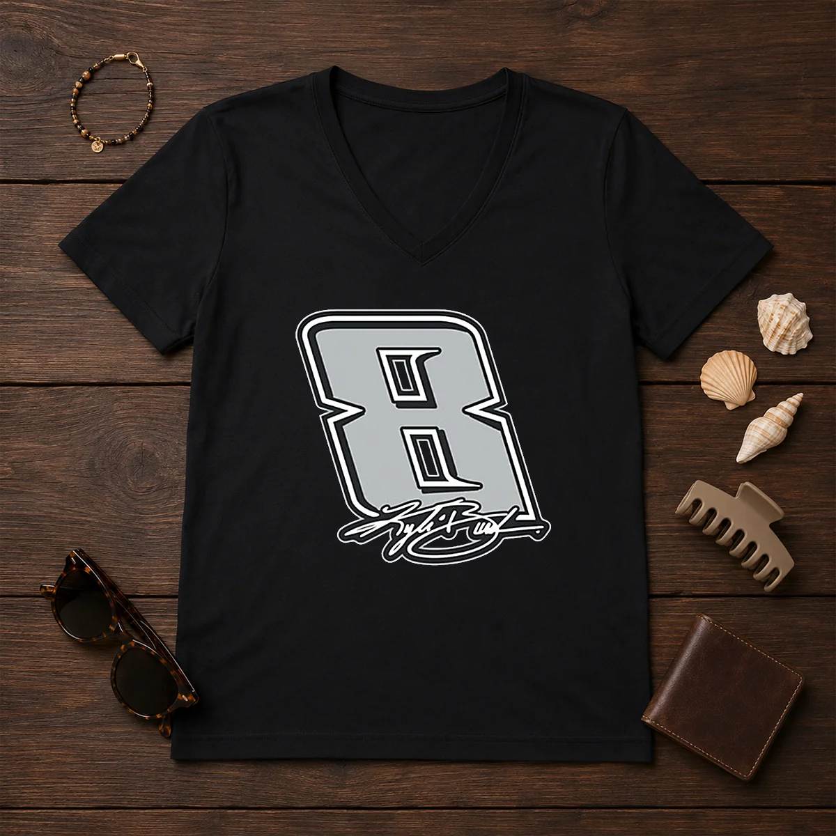 Good Kyle Busch Black No 8 V-Neck Shirt Good Kyle Busch Black No 8 V-Neck Shirt