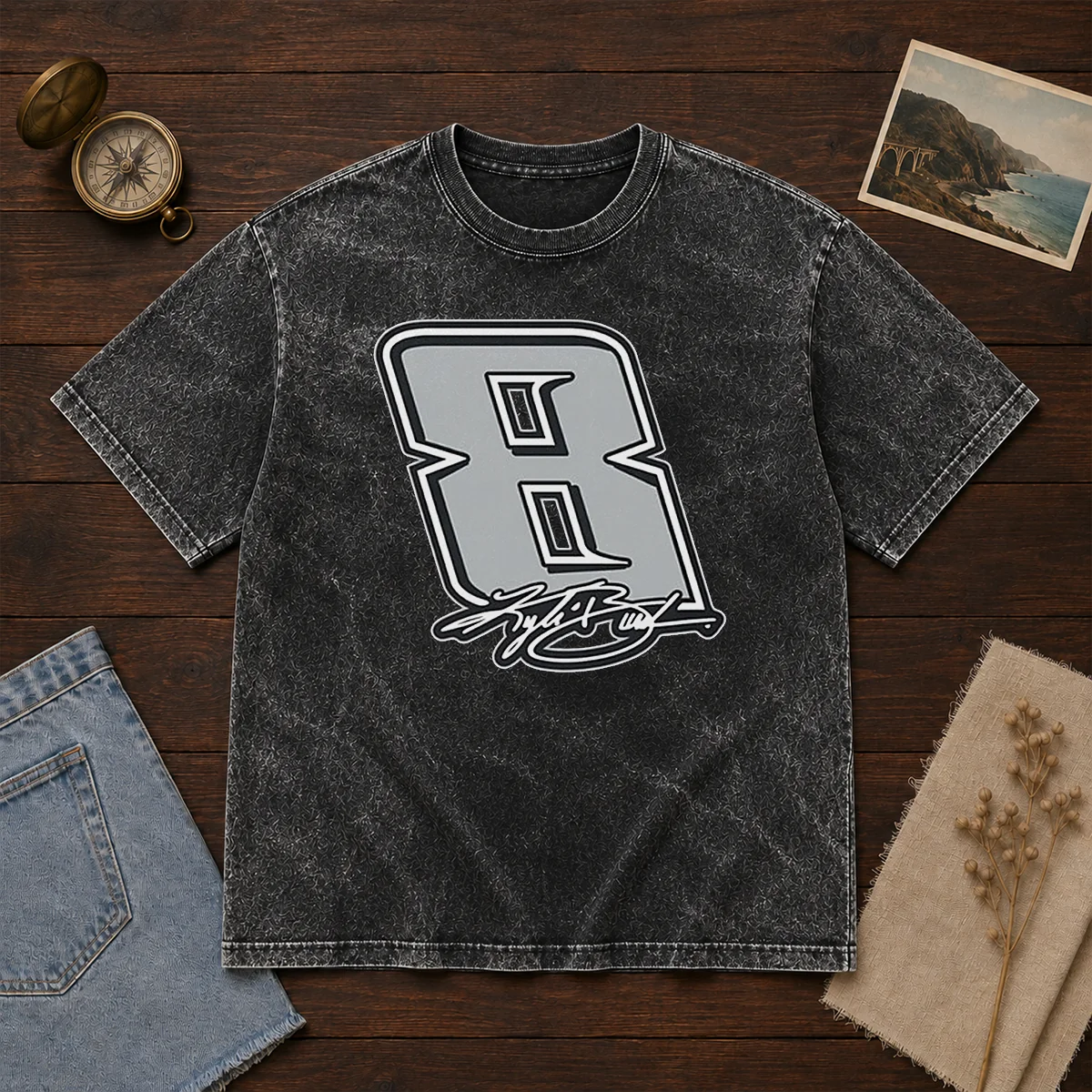 Good Kyle Busch Black No 8 Signature Washed T-Shirt