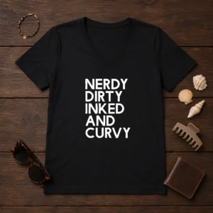Good Nerdy Dirty Inked And Curvy V-Neck Shirt