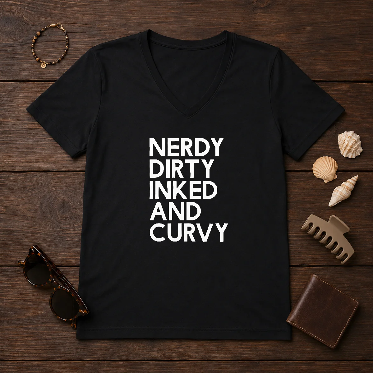 Good Nerdy Dirty Inked And Curvy V-Neck Shirt Good Nerdy Dirty Inked And Curvy V-Neck Shirt