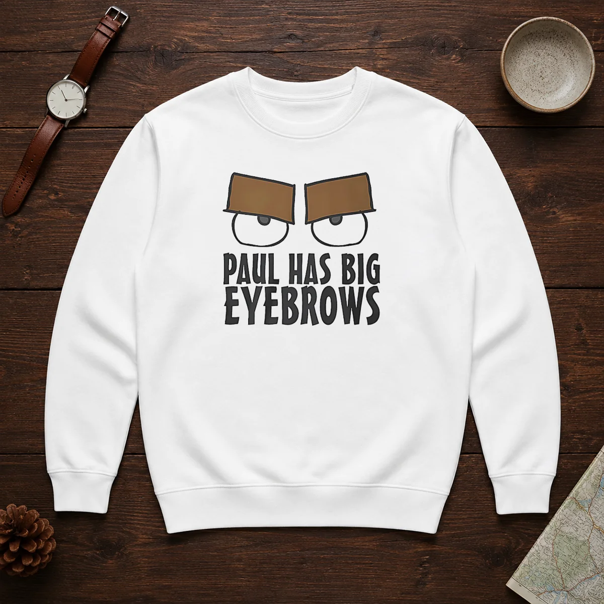 Good Paul Has Big Eyebrows Funny Cartoon Sweater